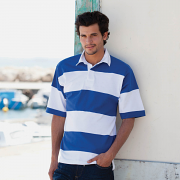 FR09M Sewn stripe short sleeve rugby shirt