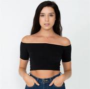 Cotton Spandex off-shoulder crop top (RSA8389)