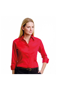 Women's corporate Oxford shirt ¾ sleeved