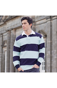 Sewn stripe long sleeve rugby shirt