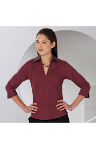 Women's 3/4 Sleeve Stretch Shirt Zip Top