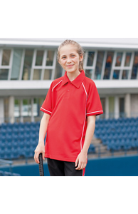 Kids piped performance polo