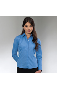 Women's long sleeve polycotton easycare fitted poplin shirt