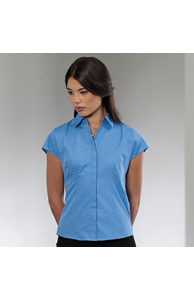 Women's cap sleeve polycotton easycare fitted poplin shirt Women's cap sleeve polycotton easycare fitted poplin shirt