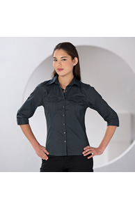 Women's roll-sleeve ¾ sleeve shirt
