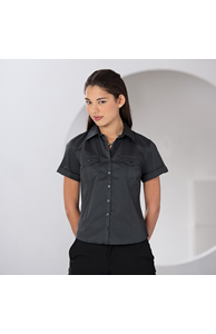 Women's roll-sleeve short sleeve shirt