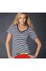 Anvil women's sheer striped v-neck tee