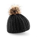 Faux fur pom pom beanie