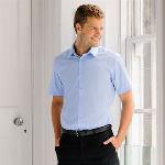 Short sleeve herringbone shirt