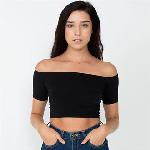 Cotton Spandex off-shoulder crop top (RSA8389)