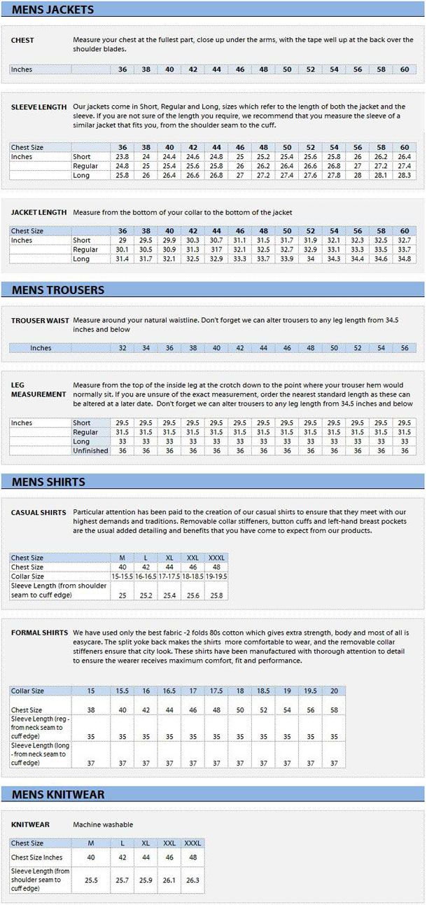 Mens Sizing